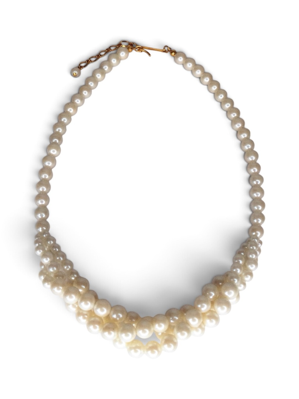 Vintage 1993 Avon “Portraits of Love” Faux Pearl Triple‑Strand Braided Necklace - Picture 8 of 11